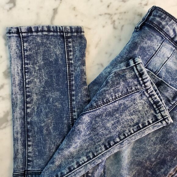 RanBeeri Skinny Medium Acid Wash Faded Detail Denim Jeans - Picture 4 of 7